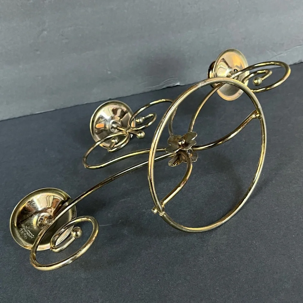 Home Interiors Gold Three-Arm Metal Candle Holder